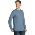 thumbnail image 4 of Port & Company PC099LS Mens Pigment-Dyed Long Sleeve Tees, Denim Blue - 4XL, 4 of 6