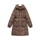 thumbnail image 2 of Parkas de manga larga para mujer, informales, de invierno, de longitud media, ajustadas, con botones de cuerno, chaqueta de manga larga y cintura alta, parte superior de poliéster para mujer, 2 of 9