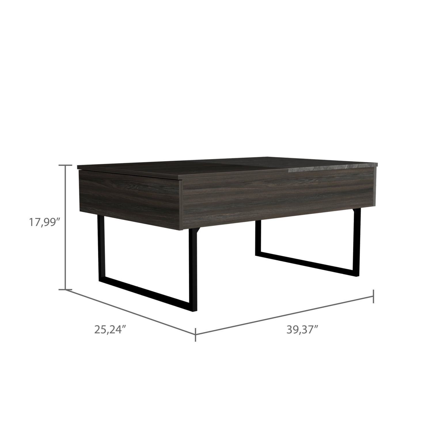 Lift Top Coffee Table 2 Dazza Onyx Finish with Storage