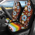 thumbnail image 3 of Uourmeti Rainbow Flower Wave Car Seat Covers Interior Decor Front Rear Seat Covers Easy to Install Polyester Car Seat Covers Set Fit for most Cars Trucks, 3 of 10