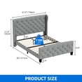 thumbnail image 6 of Dextrus Upholstered Bed Frame Queen Size, Platform Bed Base with Velvet Headboard & Footboard, Wingback Upholstered Bed Frame Mattress Foundation, No Box Spring Needed, Grey, 6 of 6