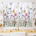 thumbnail image 4 of Watercolor Floral Spring Colorful Flower Kitchen Curtains 27.5W X 39L Inch 2 Panels Wildflower Summer Butterfly Small Cafe Tier Short Morning Glory Window Treatment Drapes Bathroom Home Decor, 4 of 5