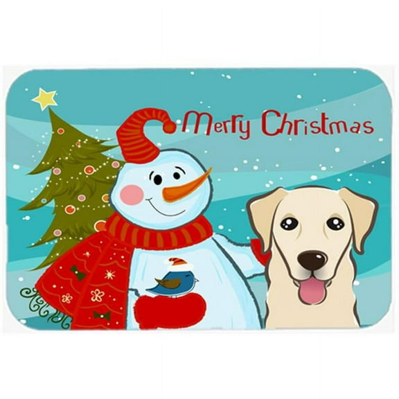 Carolines Treasures Snowman with Golden Retriever Glass Cutting Board Large 12H x 16W multicolor