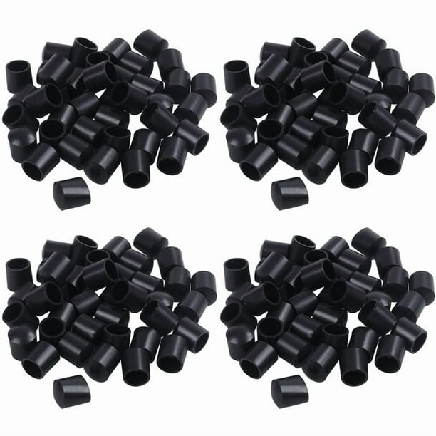 Tapones de Goma 160 Piezas Extremos de Tubo de Goma Negra Redondos de 10 mm
