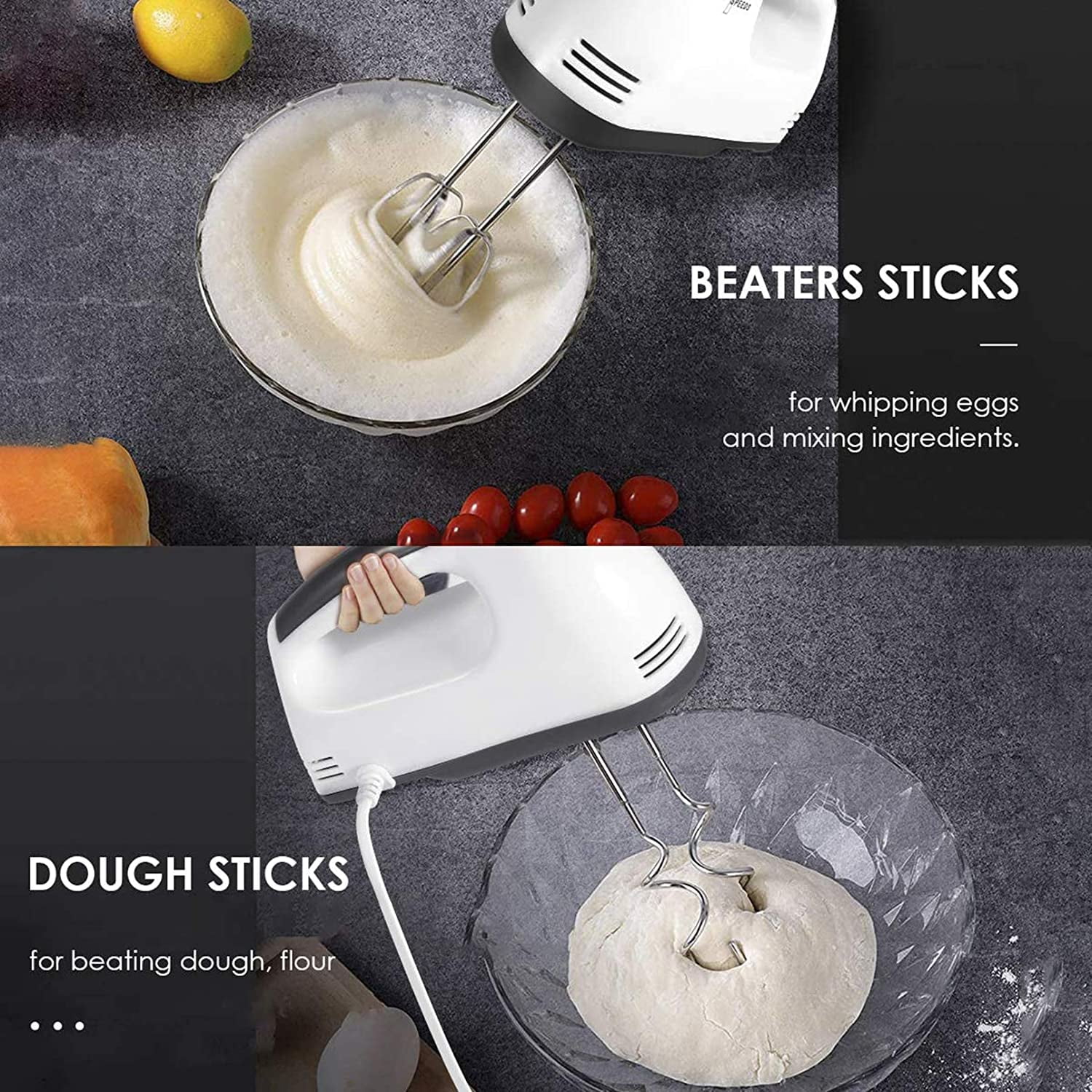 SELINGY Rechargeable Cordless Hand Mixer Electric - 7 Speed Electric Handheld Mixer with Storage Base, Digital Screen, 4 Stainless Steel