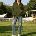 thumbnail image 5 of Plus Size Women's Full Zip Hoodie Thicked, Oversized Long Sleeve Hooded Sweatshirt with Pockets, Womens Zip Up Hoodies with Hoods, Green, XXL, 5 of 6