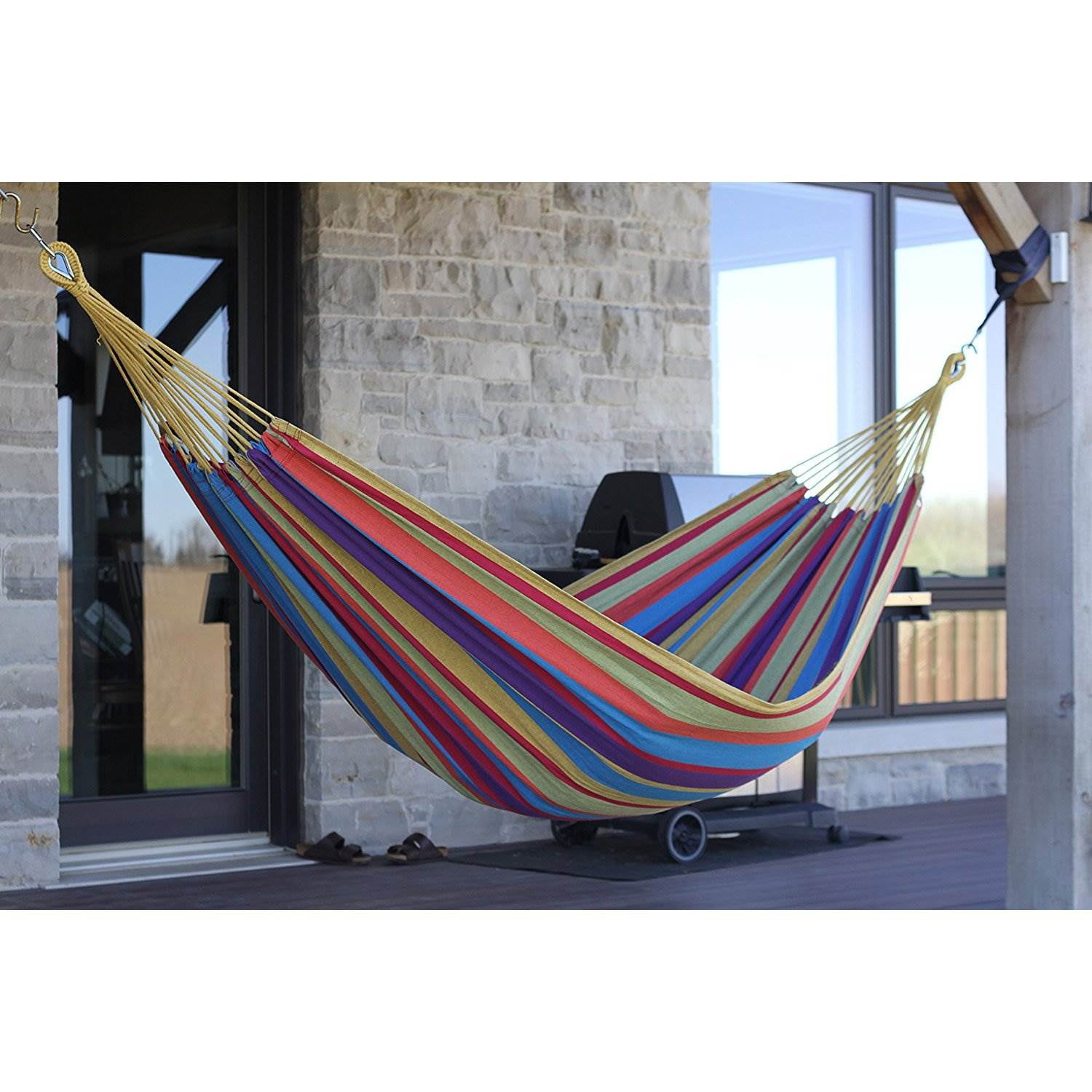 Vivere Brazilian Style Single Cotton Hammock in Tropical