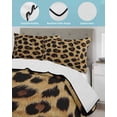 thumbnail image 4 of Leopard Print Summer Quilt Set Full Size, Soft Microfiber Quilted Bedding Set with 2 Pillow Shams, Brown Yellow Retro Animal Fur Pattern Lightweight All Season Bedspread Coverlet for Bedroom 78"x90", 4 of 6