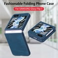 thumbnail image 3 of Nalacover for Samsung Galaxy Z Flip5 Slim Folding Case with Screen Protective Film, Skin-Feel Vintage Premium PU Leather Shockproof Anti-Scratches Cover for Samsung Galaxy Z Flip5,Blue, 3 of 11