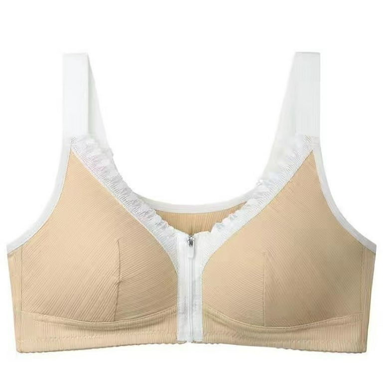 JGTDBPO Front Closure Bras For Women Plus Size Comfortable Full Coverage  Bras Front Zipper Bras Post Surgery Vest Breathable Gathering Front Opening