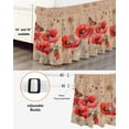 thumbnail image 3 of Retro Red Bed Skirt California King Size 18" Drop Poppy Plant Flower Butterfly Pattern Ruffled Wrap Around Bed Skirts Adjustable Elastic Bedskirt Dust Ruffle for California King Size Bed, 3 of 7