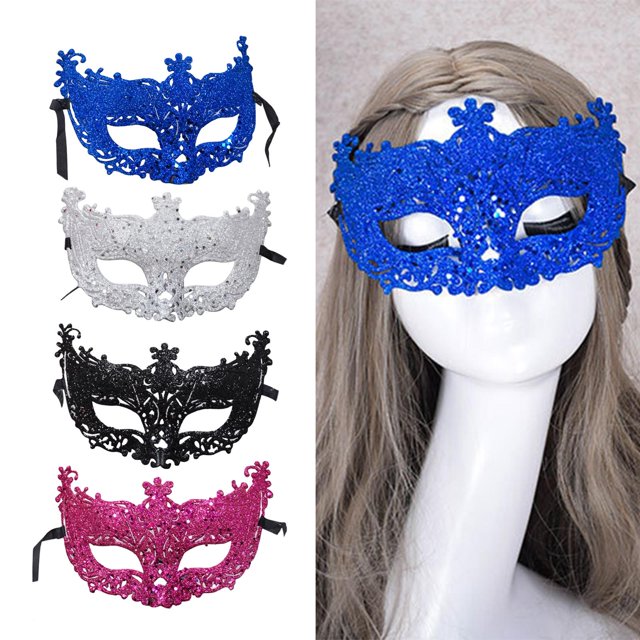 Accesorios de Disfraces Yinane Glitter Masquerade Carnival Half Cover Estilo F