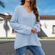 thumbnail image 5 of Jerseys de ganchillo para mujer, suéter de invierno de color sólido, traje diario de punto acanalado FLhrweasw Nuevo, 5 of 7