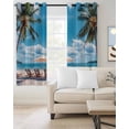 thumbnail image 2 of Summer Beach Coastal Blackout Curtains for Bedroom Living Room Darkening Curtains 63 Inches Long Blue Sea Ocean Landscape Hawaii Window Curtain 2 Panels Set Window Treatment Grommet Drapes 52"x63", 2 of 9