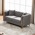thumbnail image 5 of 61" Chesterfield Velvet Loveseat, Button Tufted, Gold Legs, Classic Couch,Grey, 5 of 9