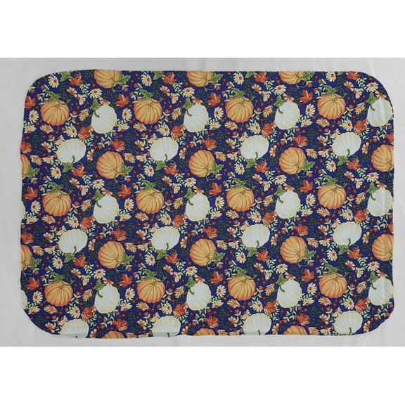 Fall Harvest Dish Drying Mat by Penny's Needful Things (Gray) (Pumpkins on Purple)