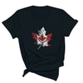 thumbnail image 3 of Camisetas de Manga Corta para Mujeres Canadá Día Hoja de Arce Impresión Básica de Verano Tee, Cuello Redondo Camiseta Casual, 3 of 3