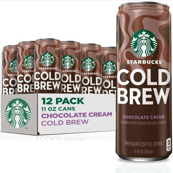 Starbucks Cold Brew Coffee, Chocolate cream flavor, 11 fl oz Cans (12 Pack), Premium Coffee Drink, Iced Coffee