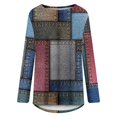 thumbnail image 4 of Long Sleeve Shirts for Women Dressy Casual Crew Neck Hem Flowy Tops Color Block Geometry Printed Oversized Loose Tunic Shirts Graphic Tees for Spring Fall #B06-Orange S, 4 of 5