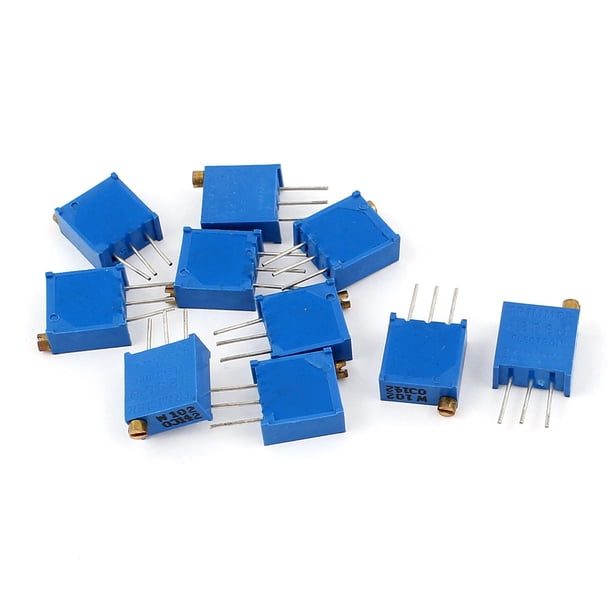 10 Piezas Potenciómetro Cermet Ajustable de 1K Ohm 25 Vueltas con Paso de 2.54mm