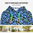 thumbnail image 4 of Fotbe Blue Flowers Pattern Womens Long Sleeve Hoodie, Pullover Hooded Sweatshirt, Kangaroo Pocket Hoodie with Eye-catching Drawstrings-Small, 4 of 7