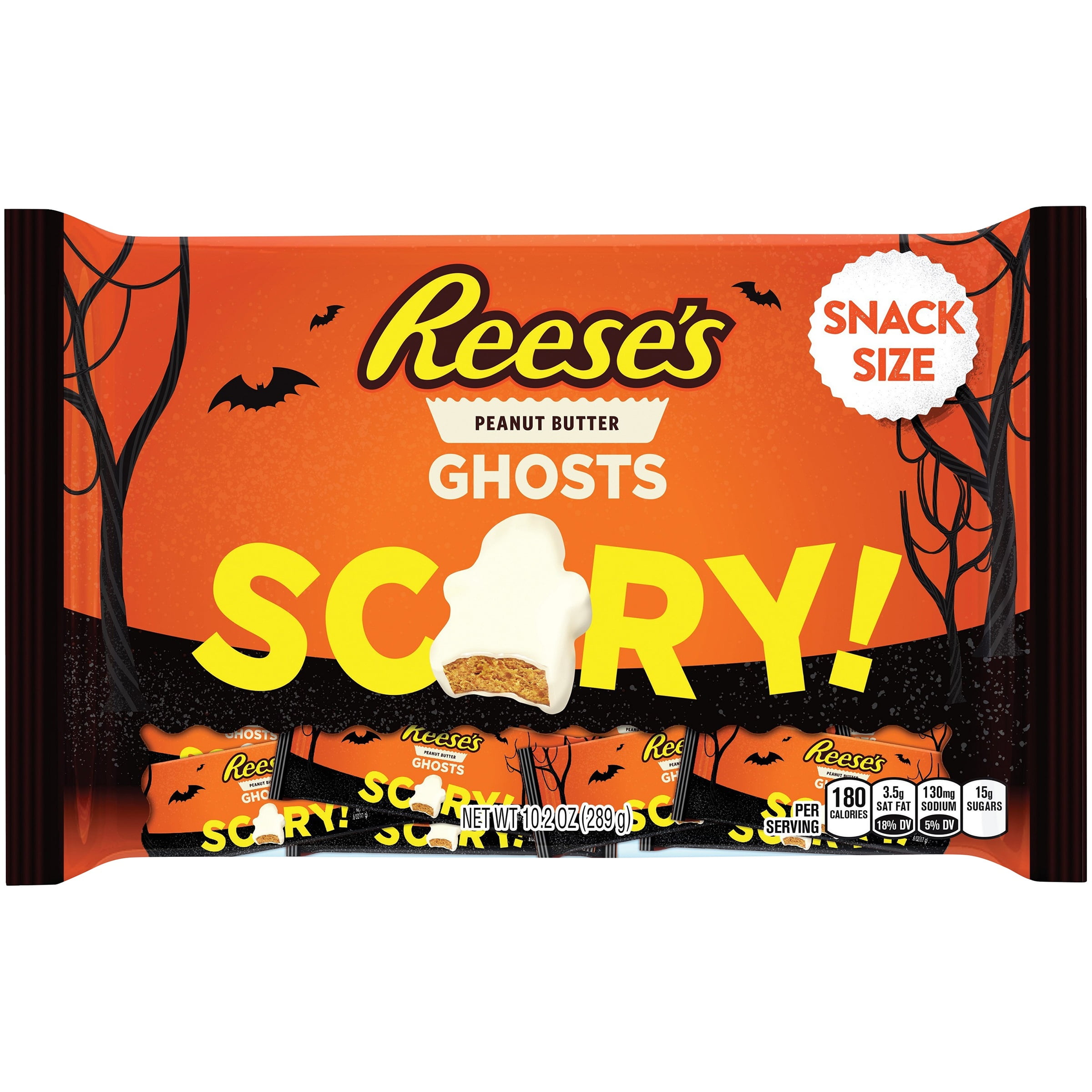 Reese's White Ghosts Halloween Snack Size Peanut Butter Cups, 10.2 Oz