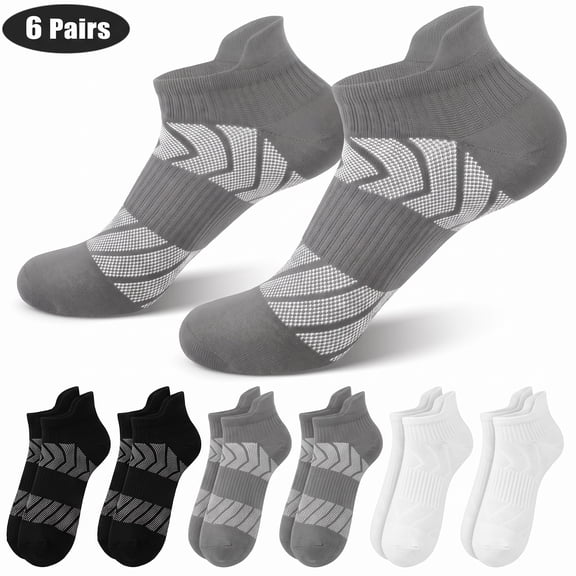Loritta Secret 6 Pairs Women Ankle Socks with Arch Support Low Cut Running Athletic Socks for Women,Size 6-8