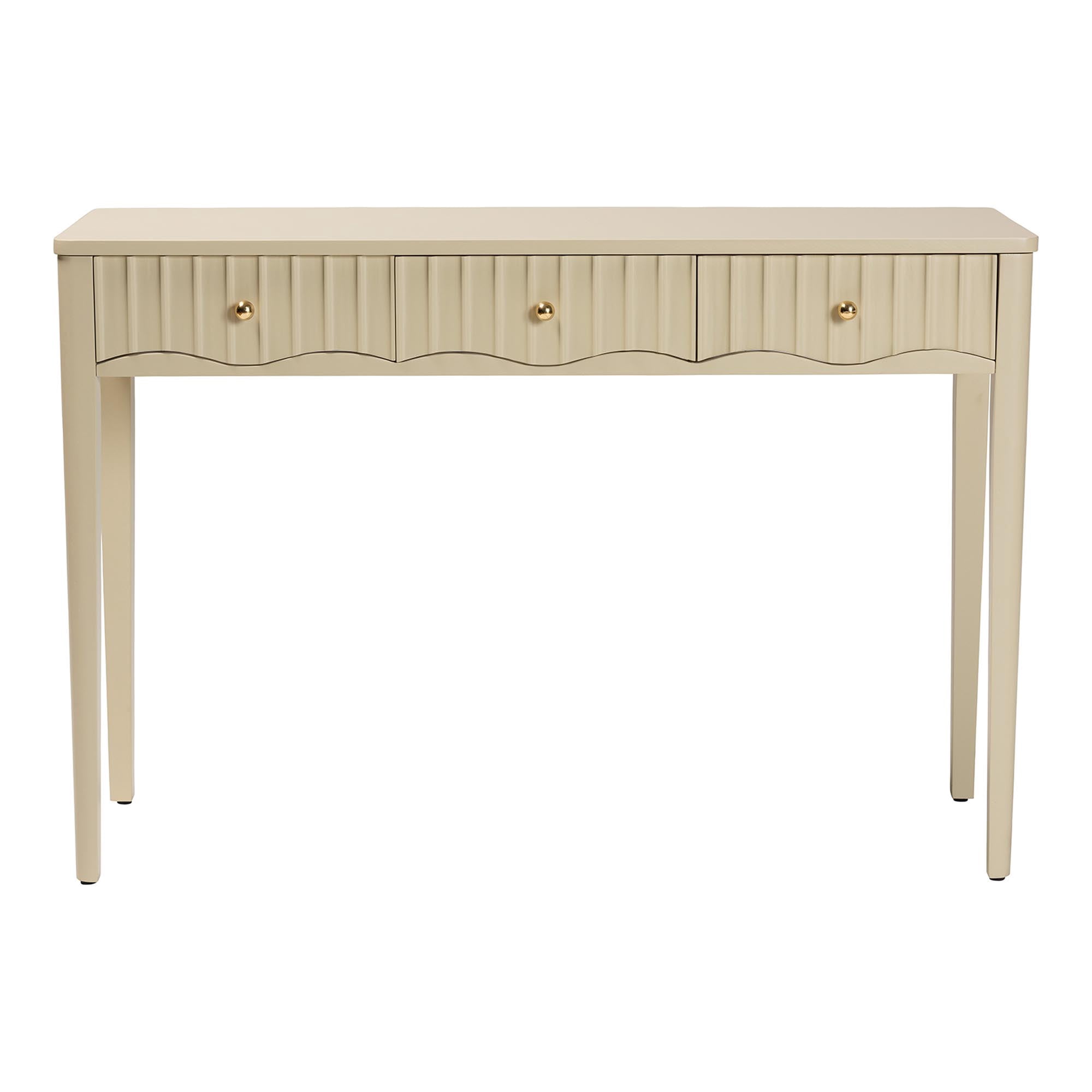 bali & pari Leeba Modern Console Table, 3-Drawer, Beige