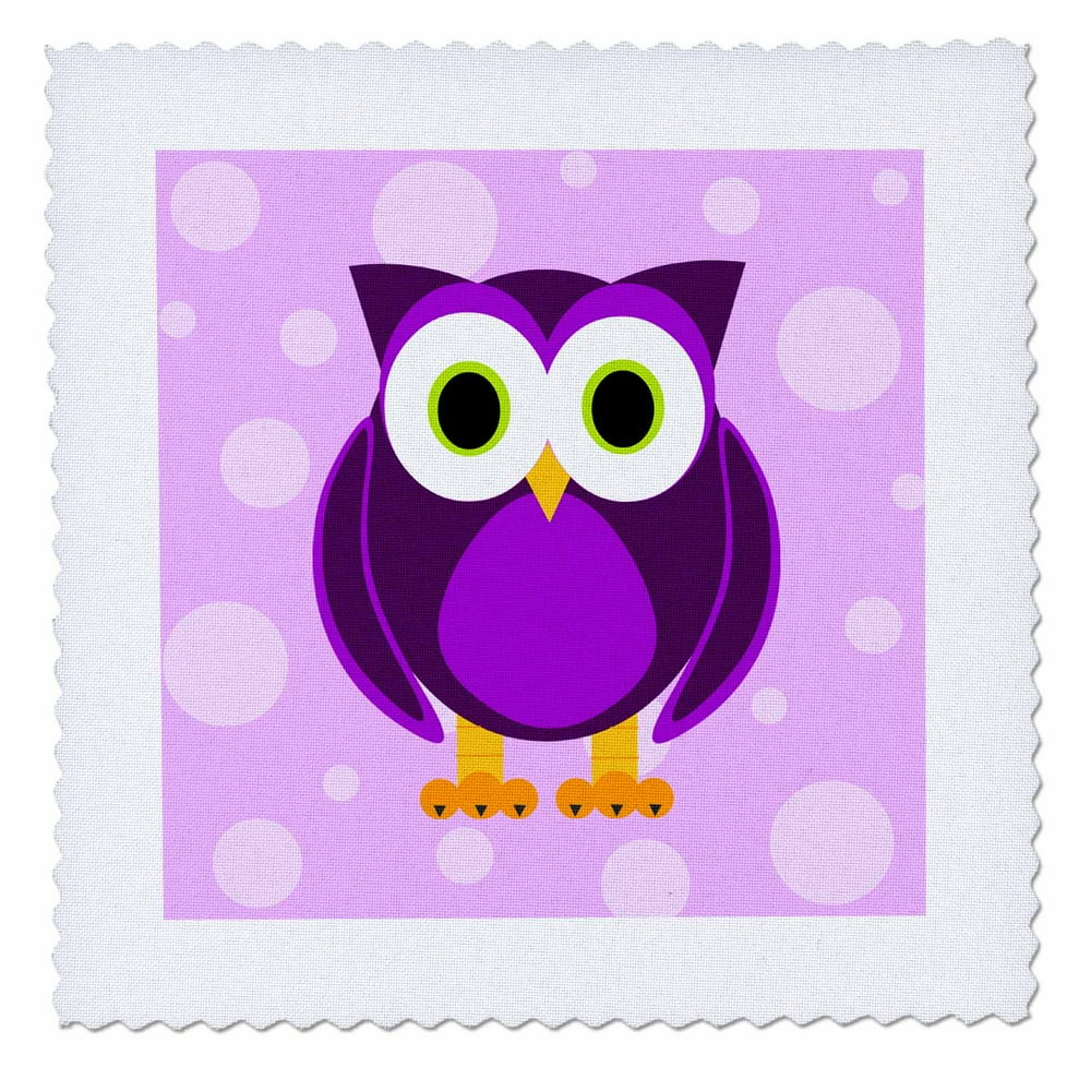 3dRose Cute Purple Owl on Light Purple Background - Quilt ...