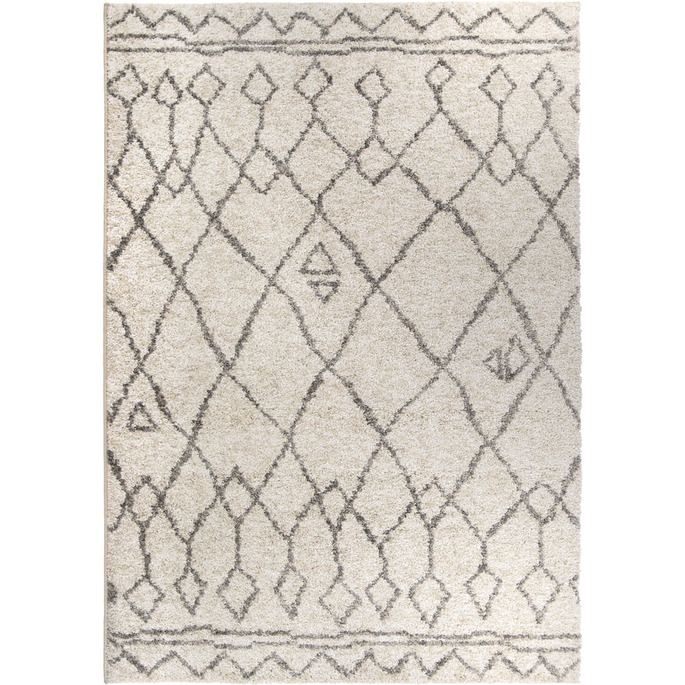 Orian Casablanca Area Rugs 8420 Contemporary Beige Drawn Wavy Diamonds Diagonal Rug