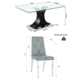thumbnail image 4 of Sumdeal Glass Dining Room Table Sets for 6,Glass Top Black Silver Base Dining Table with 6 Gray Chairs, Kitchen Dining Table and Chairs Set of 6, 4 of 9