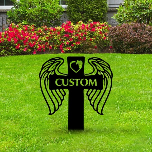 Custom Personalized Metal Horse Memorial Stake, Horse Paw Grave Marker, Custom Horse Loss Gift, Cross Garden Stake