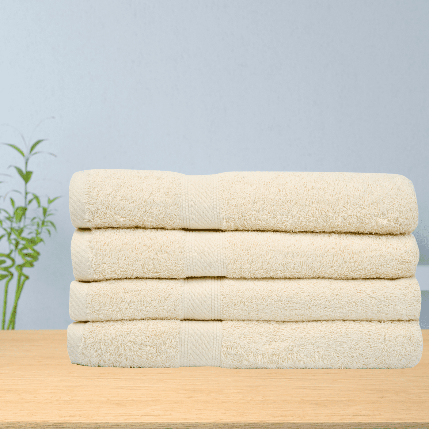 Linteum Textile 4 Pack Premium Bath Towels 27x54 Inches 100% Ring Spun Cotton (Beige)