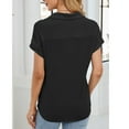 thumbnail image 5 of Ashirexll Short Sleeve Shirts for Women, Womens Tops Dressy Casual, Women's Summer Solid Color Collared Knitted Short Sleeve Top with Pockets, 5 of 7