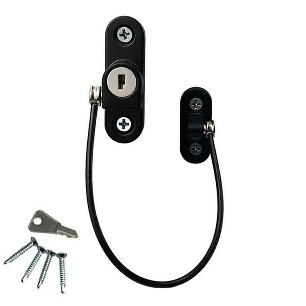 Cerradura de seguridad para bebés y niños para la mayoría de los tipos de ventanas y puertas (negro)
