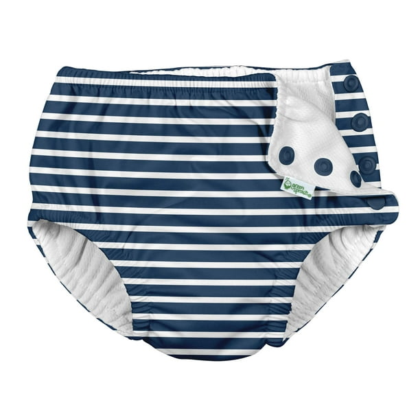i Play Boys Reusable Absorbent Baby Swim Diapers Navy Stripe 24 Months 
