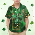 thumbnail image 2 of LEKWK Boys St. Patrick's Day Shirt 3D Metallic Shamrock Graphic Short Sleeve Button Down Top Novelty Irish Party Wear, 2 of 9