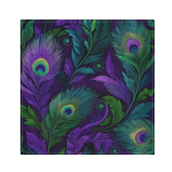 1 Pack 20'' x20" Satin Table Napkins Dinner Napkins for wedding Party Decoration events Peacock Feathers Pattern