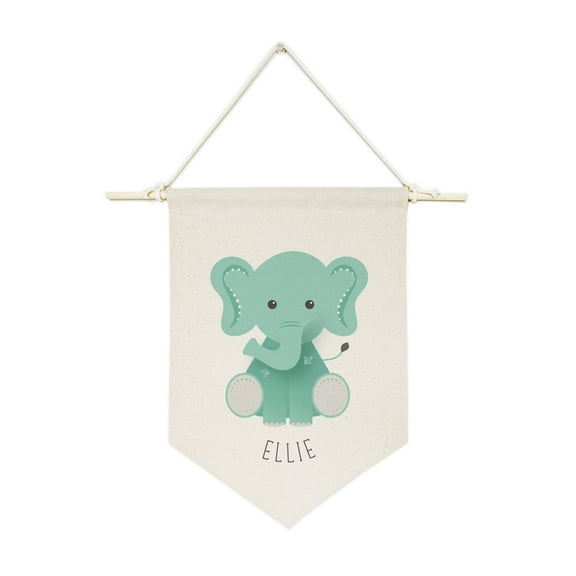 Personalized Name Elephant Hanging Wall Banner