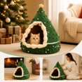 thumbnail image 5 of Christmas Tree Cat Bed - Soft Winter Warm Sleeping House for Dogs Cats, Cozy Pet Cave with Green Christmas Style for Small Medium Pets, 15.7x15.7 Inch, 5 of 7