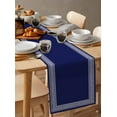 thumbnail image 3 of Hokiten Table Runners 60 Inches Long Dress Scarves, Navy Blue Geometric Farmhouse Kitchen/Dining Table Runner, Small Coffee Tablerunners, White Greek Key Farmhouse 13x60 Inch, 3 of 7
