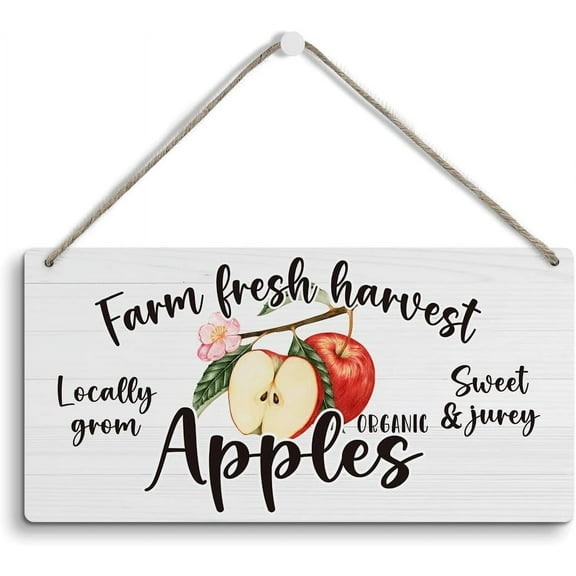 6x12 Inch Summer Decor, Summer Decorations For Home Office Door Decor Signs, Summer Sign, Farm Fresh Harvest Apples Sign, Apple Kitchen Decor, Summer Door Wall Hanging Decor