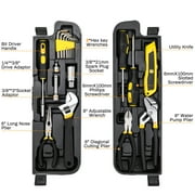TLGREEN 95-Piece Mechanics Tool Set, Car Tool Kit with Adjustable Wrench, Pliers, Sockets & Bits (Yellow)