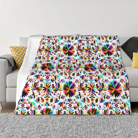 Fuzoiu Mexican Bright Style Print Flannel Blanket,Throw Blanket,Flannel Home Decor,Fleece Bed Blankets,Cozy Soft Blanket for Bed, Sofa, Camping, and Travel-40"x30"
