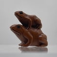 thumbnail image 3 of Carved Signed Boxwood Piggy Back Frog Ojime/Netsuke Bead | 26x19x15mm | Brown | 1 Beads, 3 of 8
