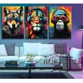 thumbnail image 2 of Gaming Wall Hieng Animal Graffiti Posters Pictures With Headphones Sunglasses Gorilla Tiger Wolf Cool Gamer Canvas Prints Colorful Graffiti Paintings for Teens Game Boys Room Wall Decor, 2 of 6