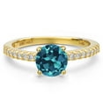 thumbnail image 3 of Gem Stone King 14K Yellow Gold London Blue Topaz and Lab Grown Diamond Engagement Ring for Women | 1.86 Cttw | Round 7MM | Gemstone November Birthstone | Size 7, 3 of 6