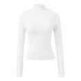 thumbnail image 5 of DuoJiaJ Womens Long Sleeve Turtleneck Crop Tops Basic Slim Fitted Going Out T Shirts Winter Clothes Breathable Sport Tops White M, 5 of 5