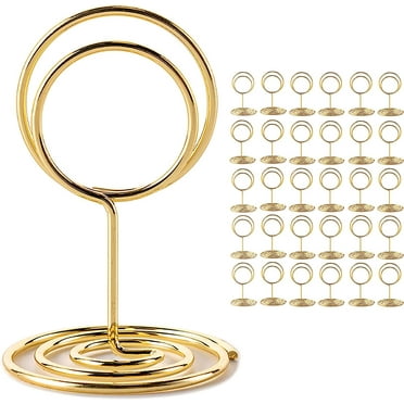 SUSWIM 30Pcs Table Number Holders, Place Card Holders, Wire Picture Holders, Small Table Card Holders, Photo Holders for Centerpieces, Wedding Reception, Party, Birthday (Gold)