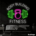 thumbnail image 3 of Craftnamesign Body Building Fitness Neon Sign, Gym Room LED Signage, Fitness LED Sign, 3 of 4